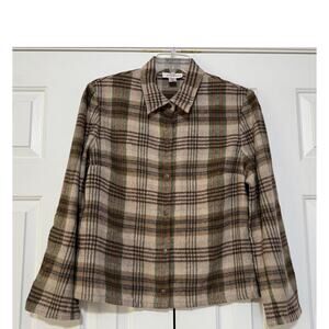 Women's Evan-Picone Plaid Wool Blend Long Sleeve Field Jacket